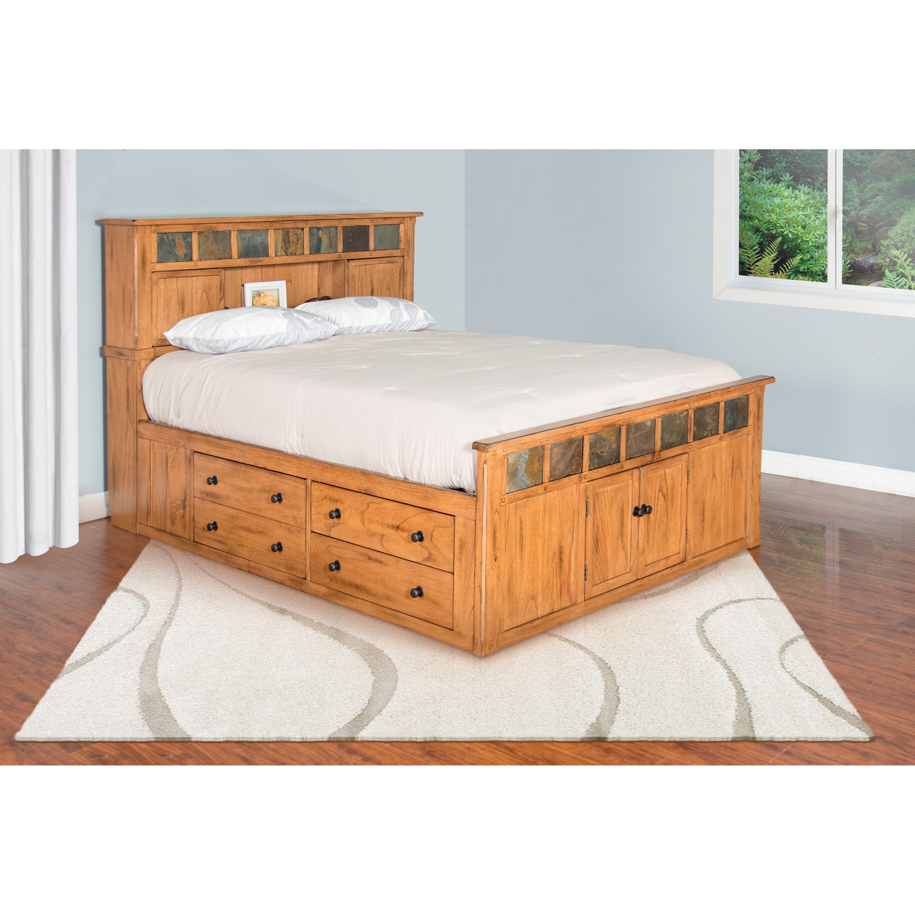 King size bookcase store storage bed