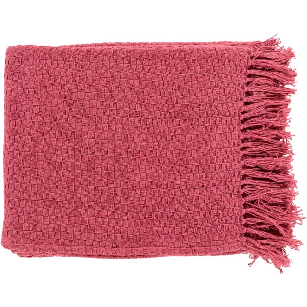 Surya Tressa TSS4001 5060 Bright Pink Throw Blanket Wayside Furniture Mattress Blankets Throws