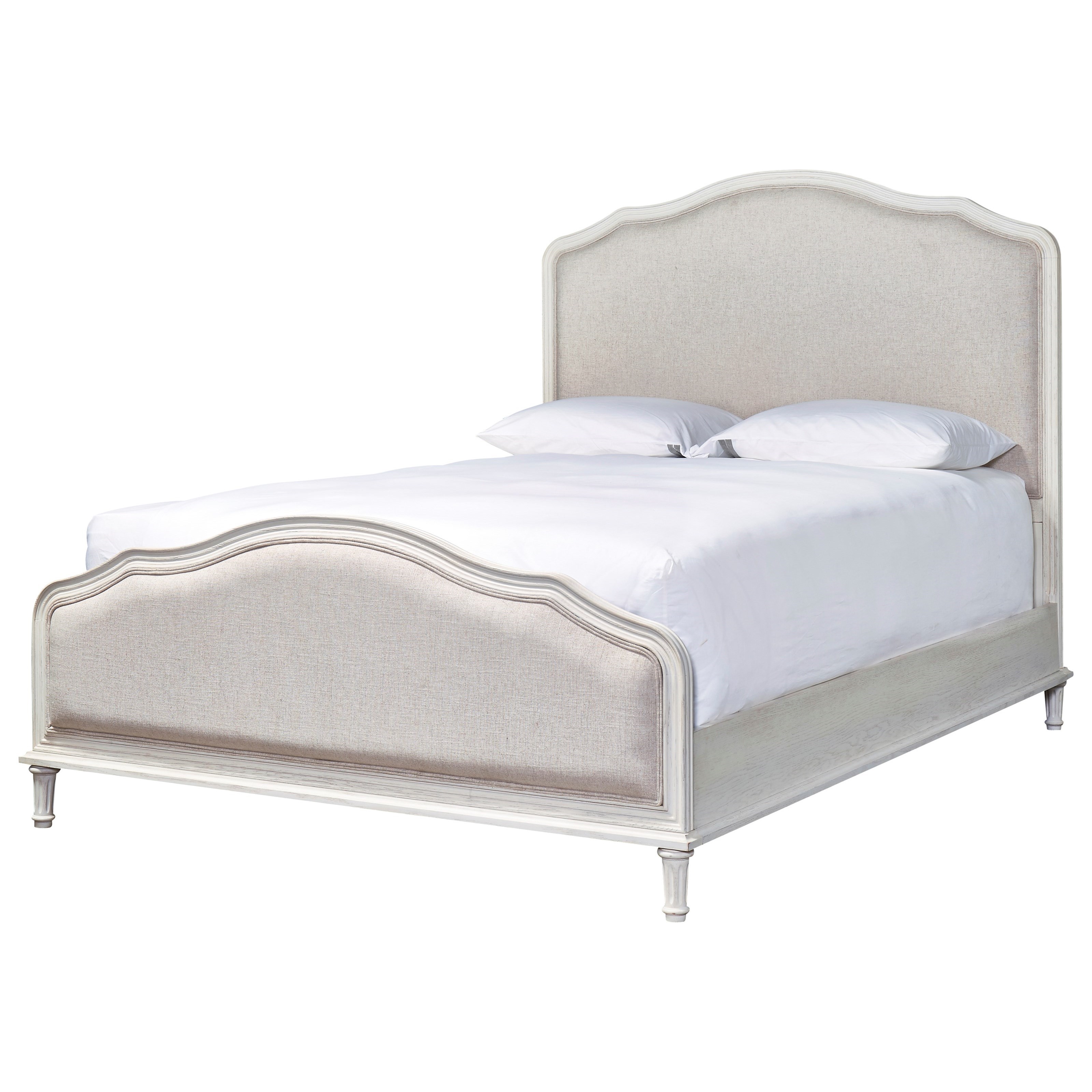White upholstered deals bed with footboard