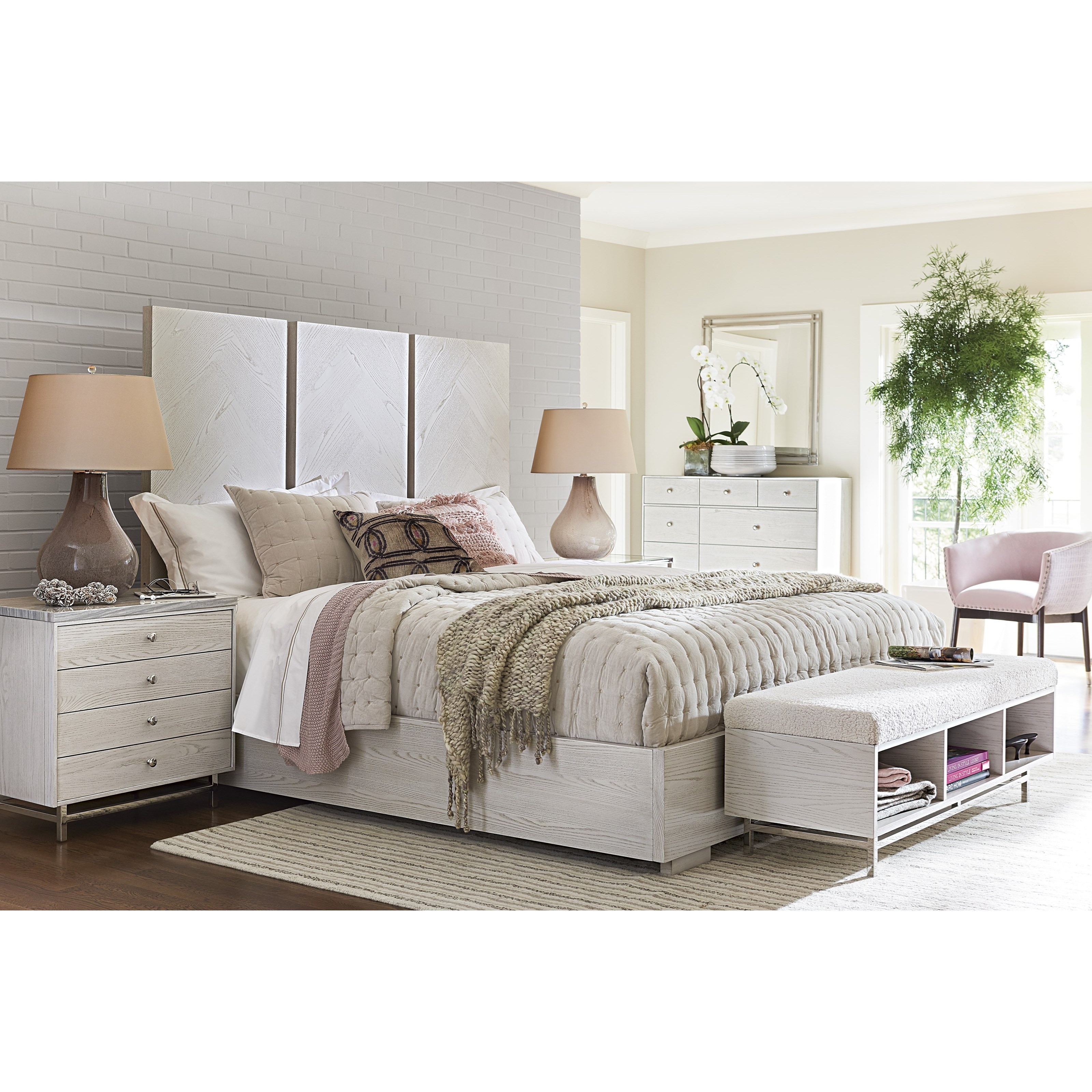 Universal Paradox 827355 Glam 2 Drawer Nightstand with Stone Top