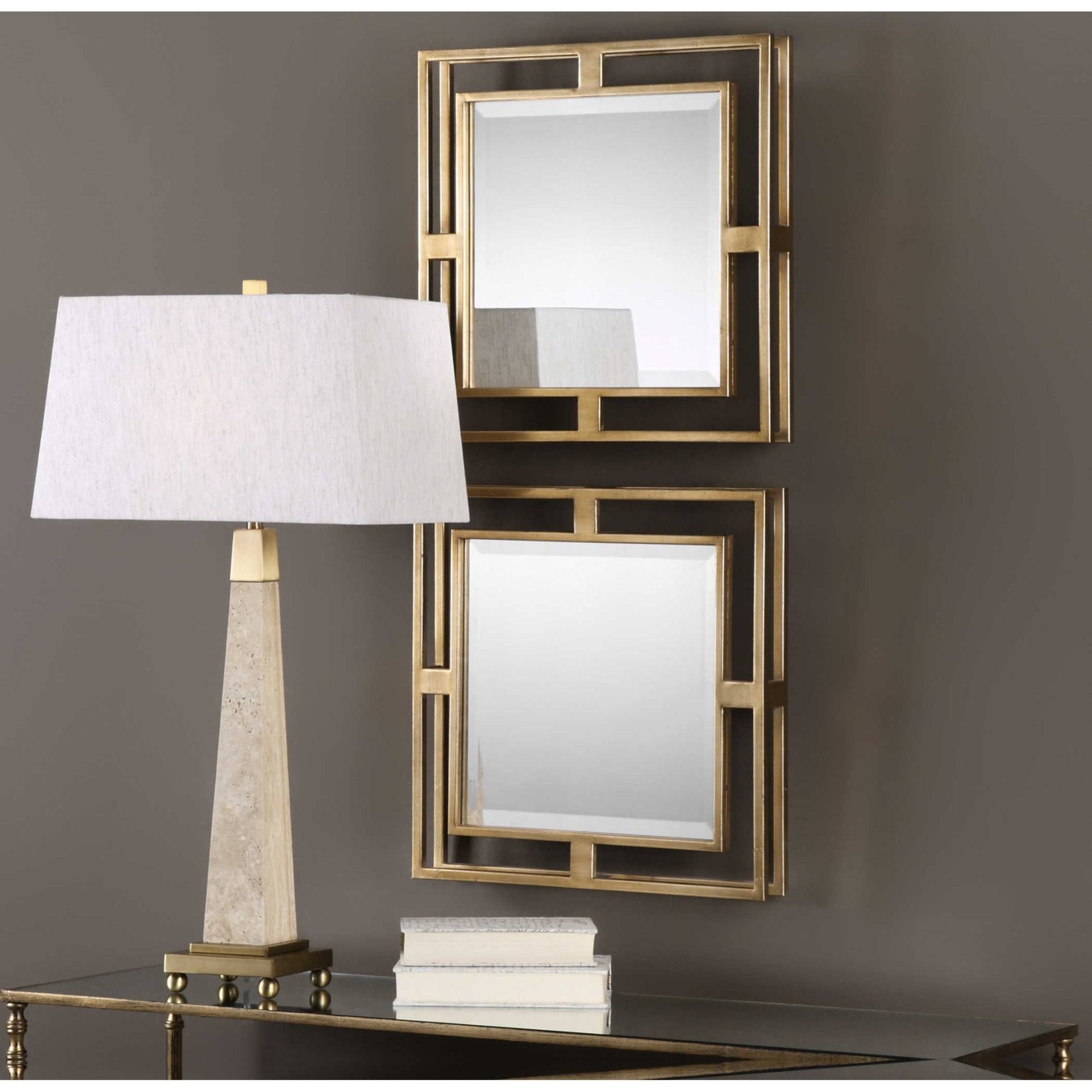Uttermost Mirrors 09234 Allick Gold Square Mirrors (Set of 2), Wayside  Furniture & Mattress