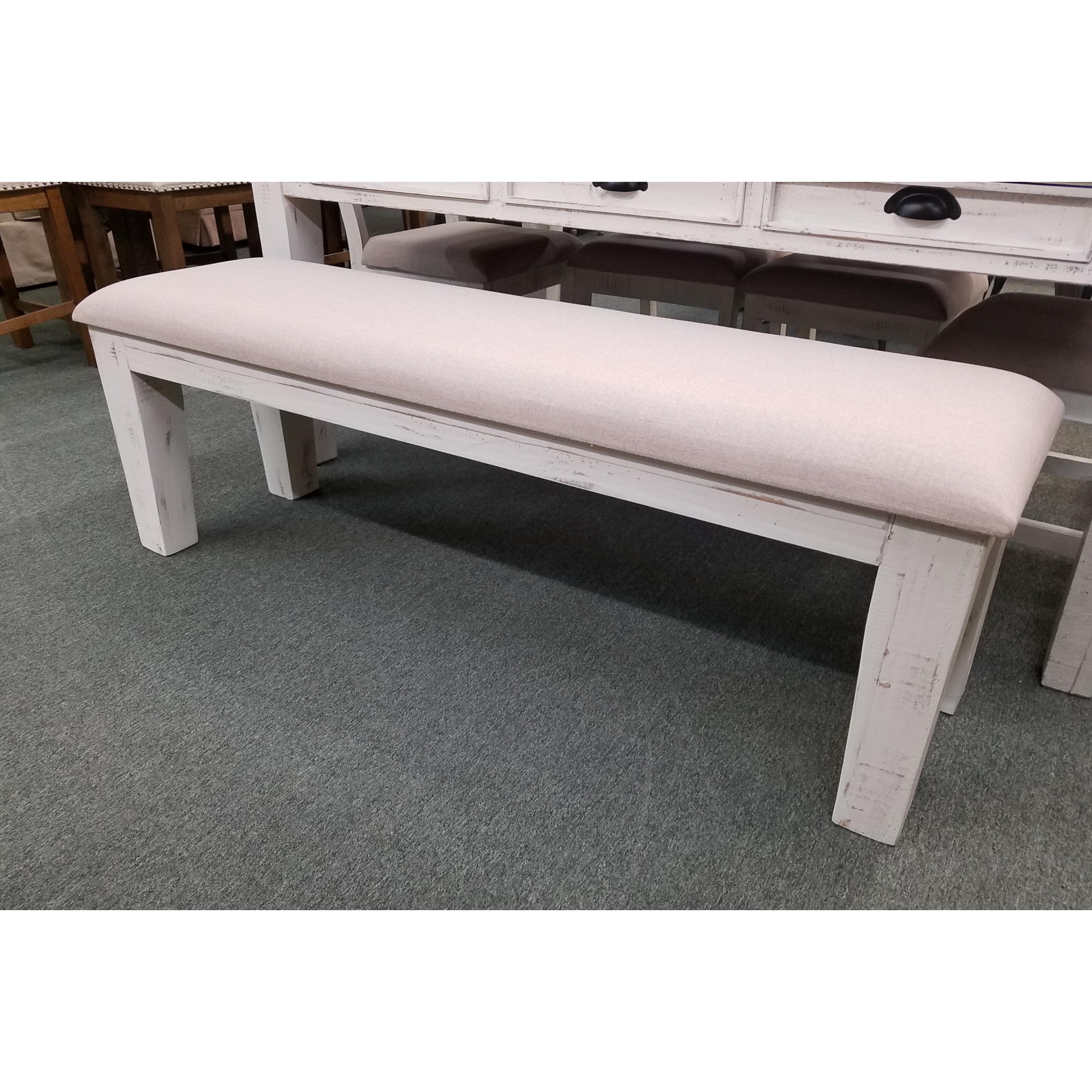 Vintage Joanna MJ155BENNW Upholstered Dining Bench Rife's Home