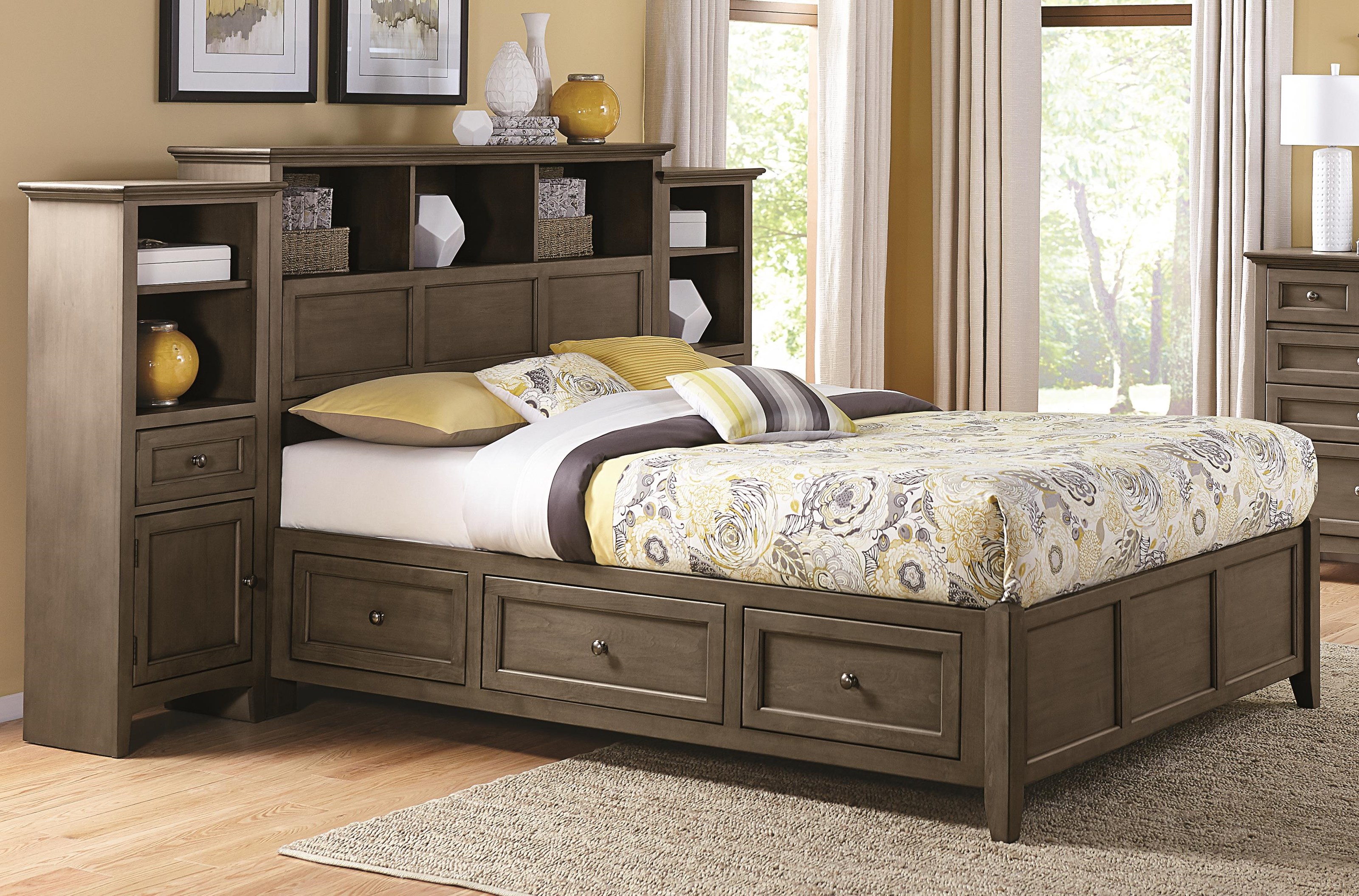 King size bookcase store storage bed