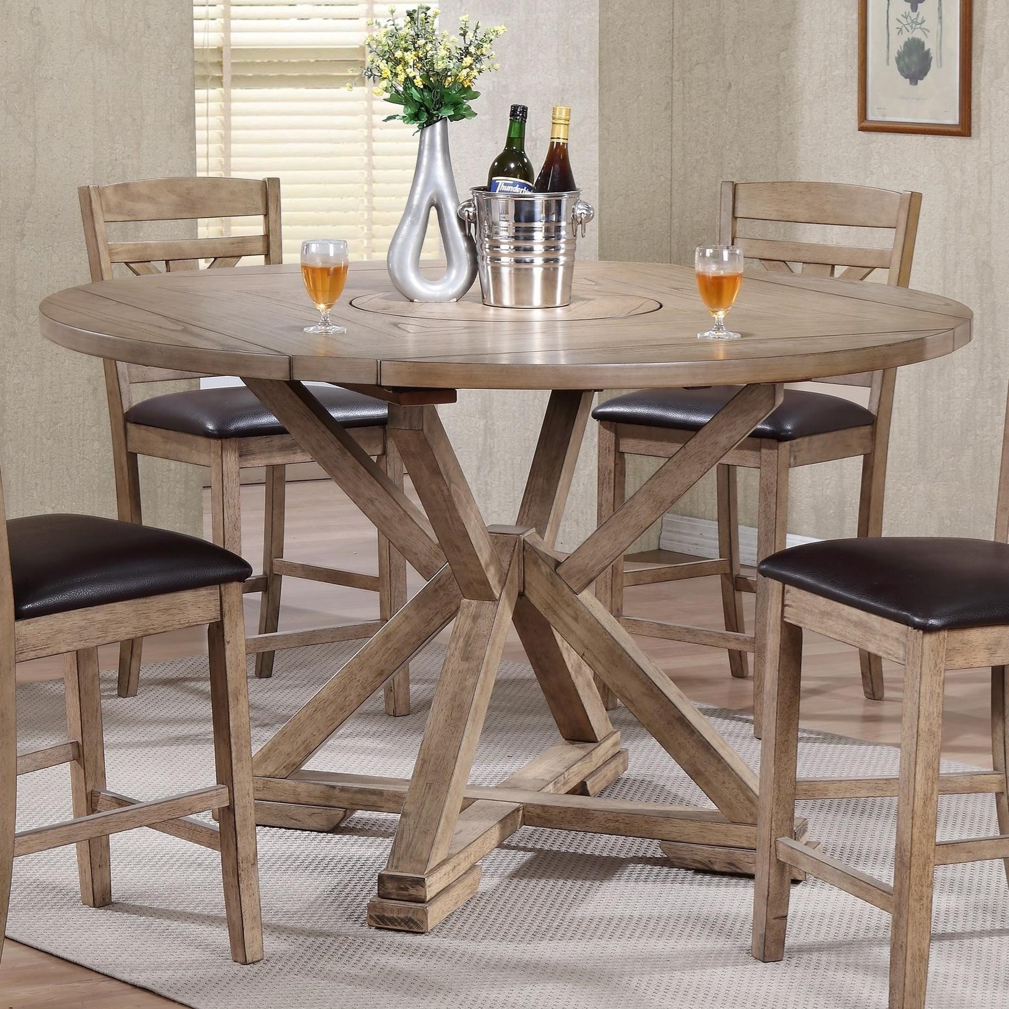 Winners Only Grandview DFGT16060N Rustic Dropleaf Counter-Height Table with  Lazy Susan, Arwood's Furniture