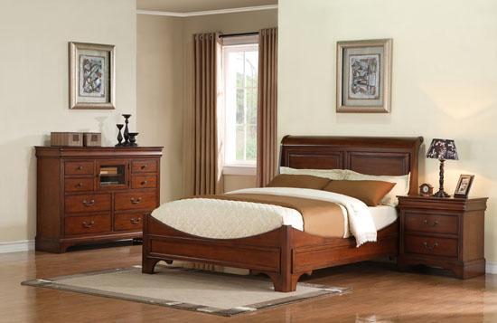 Cherry wood queen online sleigh bedroom set