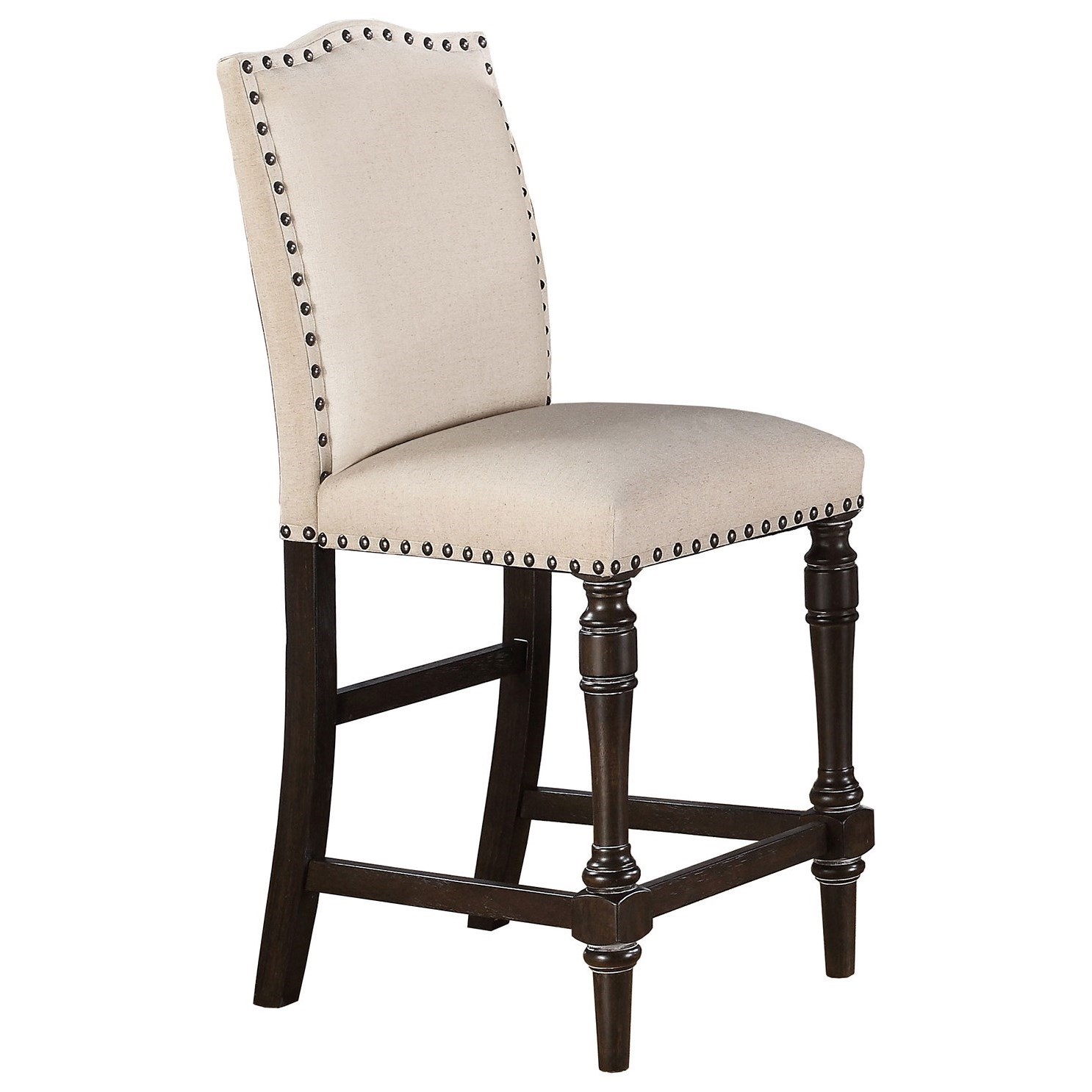 Winners Only Xcalibur DXT145424X Upholstered Counter Height Barstool with Nailhead Reeds Furniture Dining Chair Bar Stool